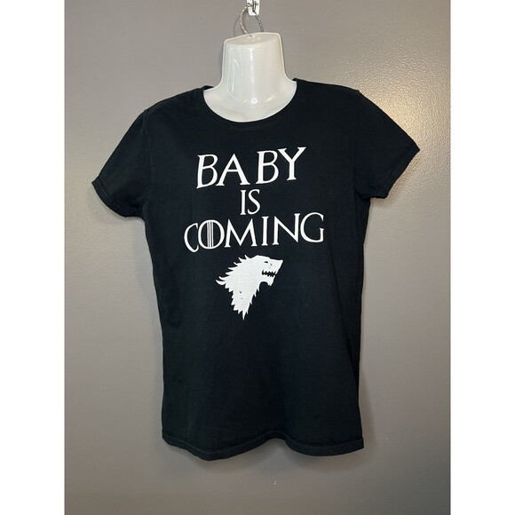 Game Of Thrones Women’s Medium Baby Is Coming House Stark Graphic Tee - Picture 1 of 5